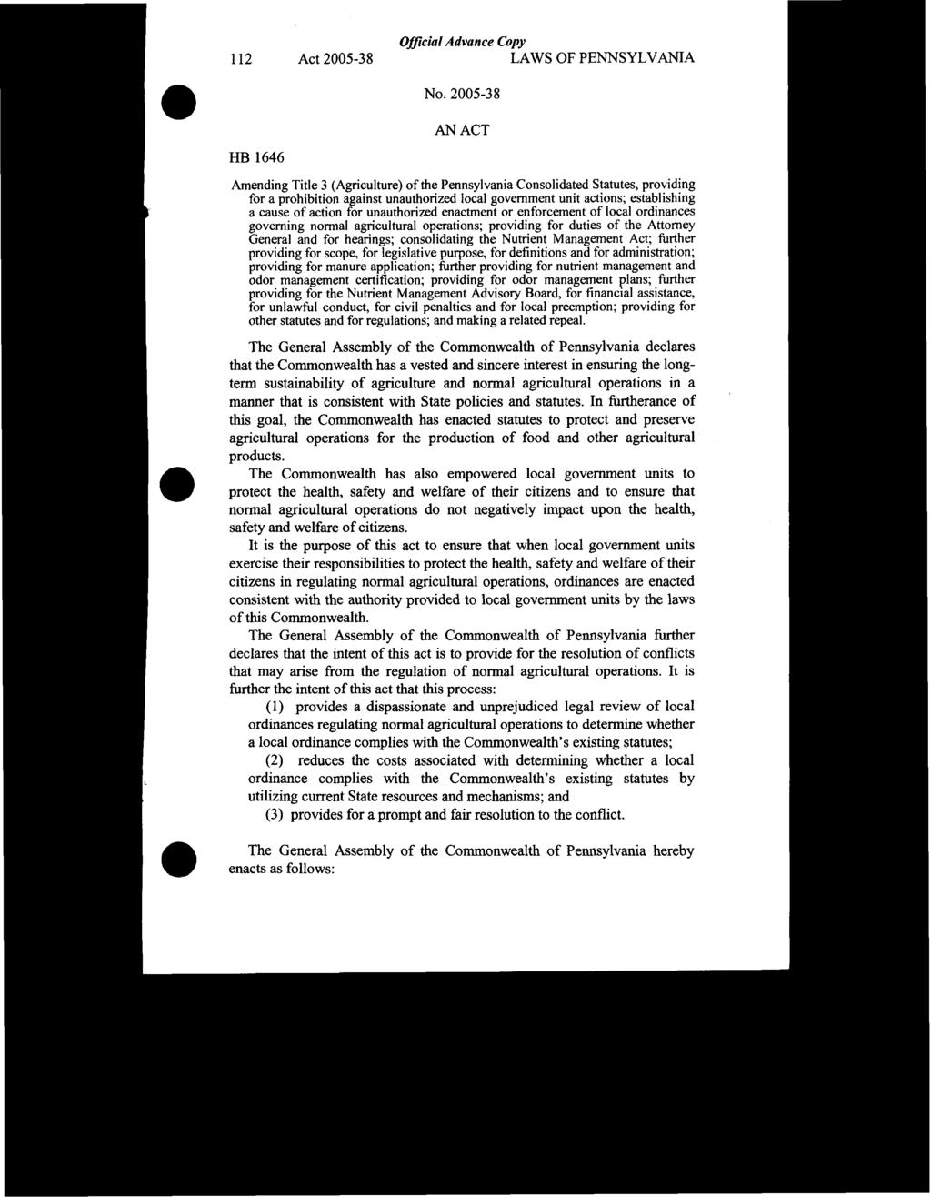 OfJiccialAdvance Copy 112 Act 2005-38