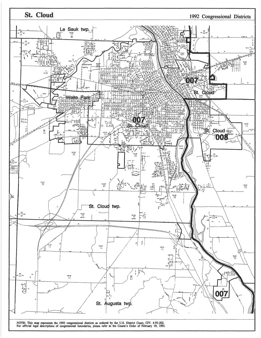 St. Cloud.i1tt>4\1,t, Le Sauk twp. ; ~r:;;._m \ \.._ ~,; J, i / / St. NOTE: This map represents the 1992 congressional districts as ordered by the U.