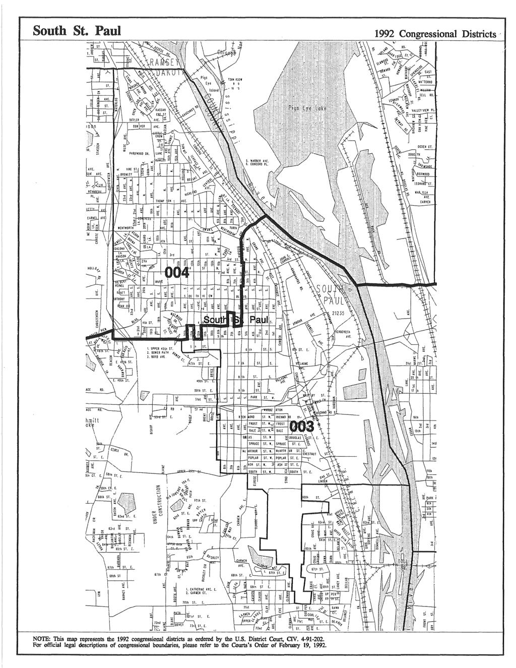 South St. Paul NOTE: This map represents the 1992 congressional districts as ordered by the U.S. District Court, CV.