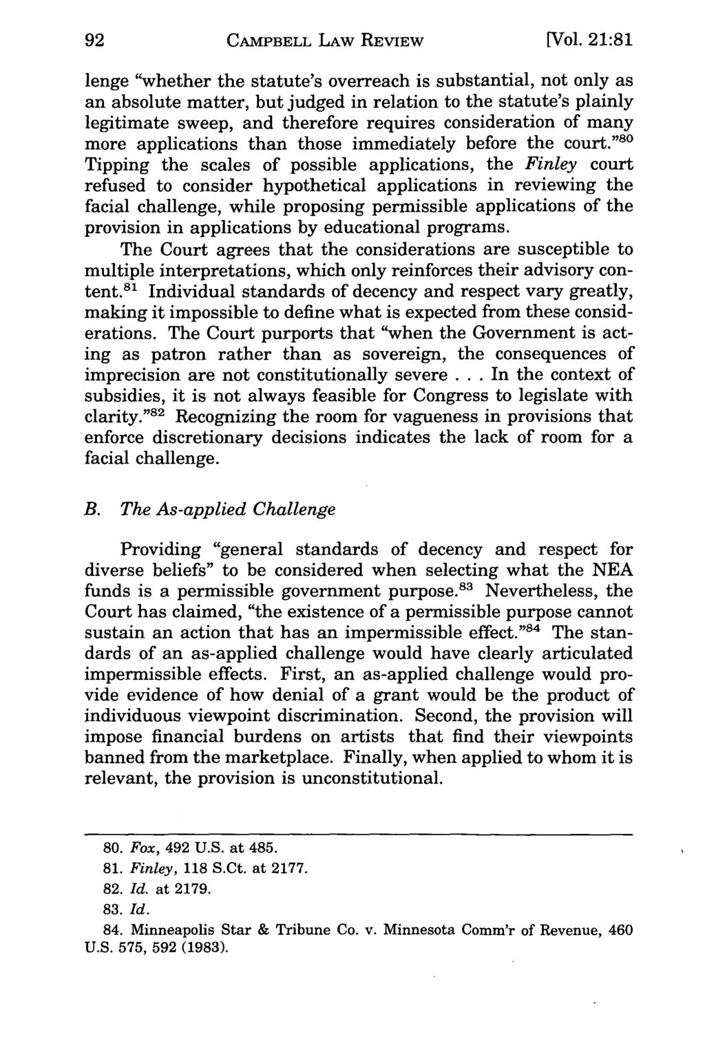 Campbell CAMPBELL Law Review, LAW Vol. REVIEW 21, Iss. 1 [1998], Art. 7 [Vol.