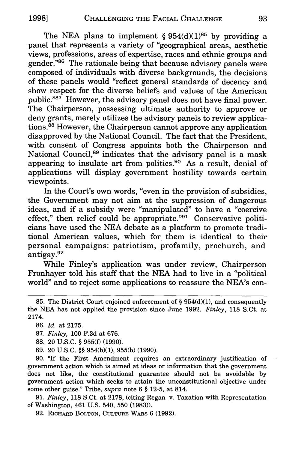 19981 Taft: National CHALLENGING Endowment for THE the Arts FACIAL v.