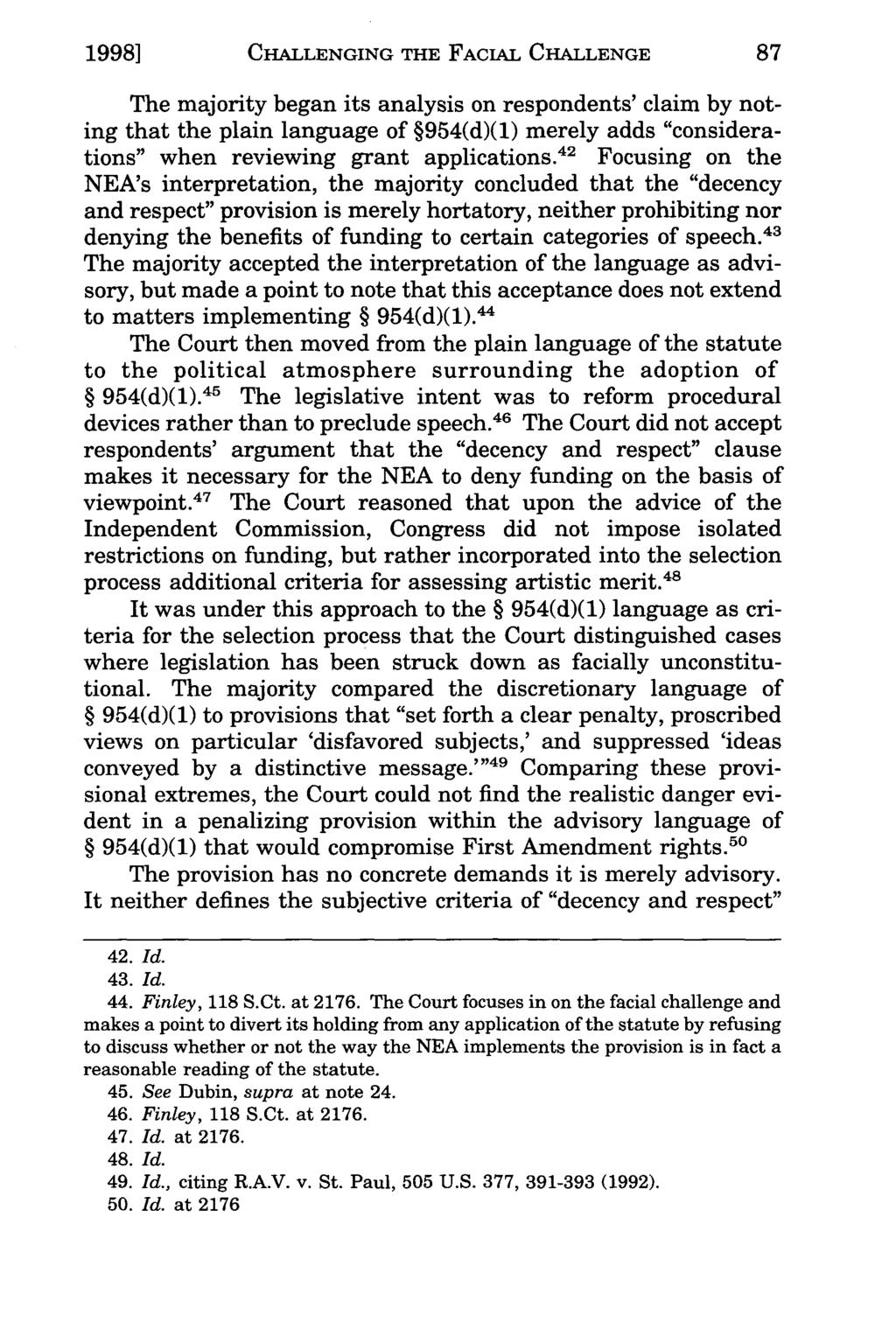 1998] Taft: National CHALLENGING Endowment for THE the Arts FACIAL v.