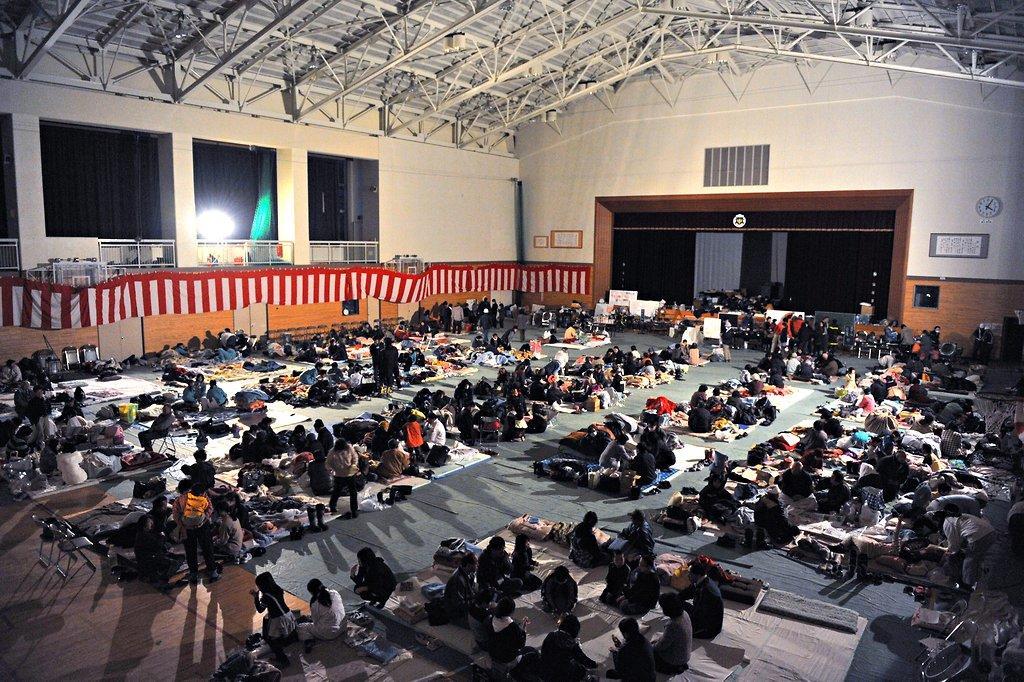 Evacuees at a school gymnasium How can we design