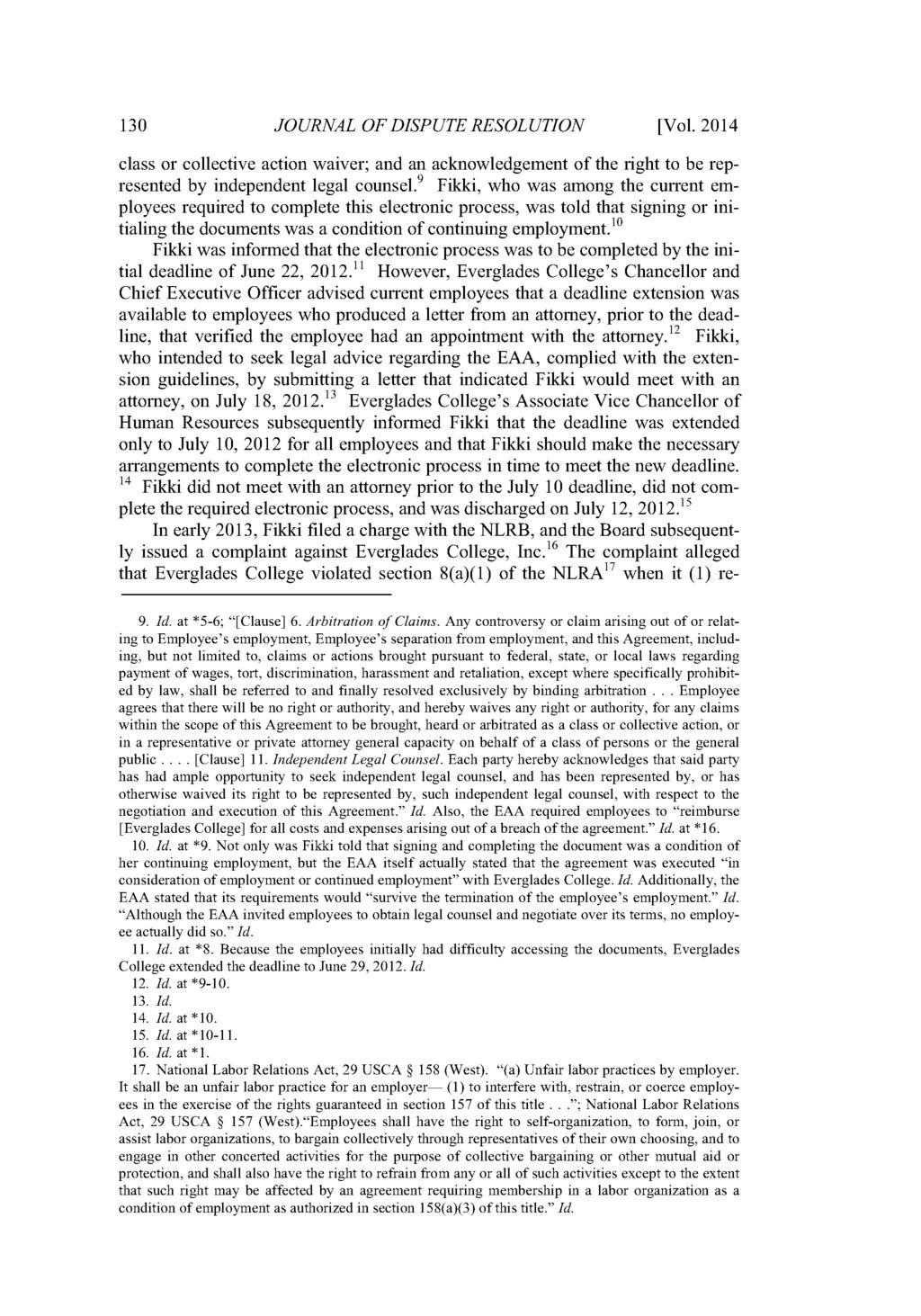 Journal of Dispute Resolution, Vol. 2014, Iss. 1 [2014], Art. 8 130 JOURNAL OF DISPUTE RESOLUTION [Vol.