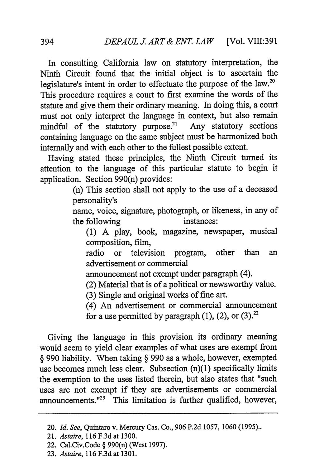 DePaul Journal of Art, Technology & Intellectual Property Law, Vol. 8, Iss. 2 [2016], Art. 7 DEPAULJ. ART&ENT. LAW [Vol.