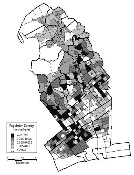 A MODEL ANALYSIS APPROACH FOR REASSESSMENT OF THE PUBLIC SHELTER PLAN 87 Fig. 2 Evacuation time of households in each Cho-Chome of Nagata Ward according to the designated shelter plan in 2005 Fig.