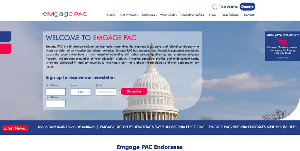 Emgage PAC is a bipartisan, nationally based the political action committee that supports state and federal candidates based on their support for minority rights, civil rights, and a diverse America