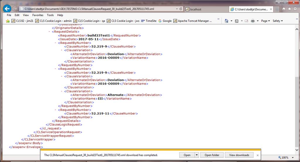 3.1-13 shows an example of the CLS API XML Request to retrieve the manually
