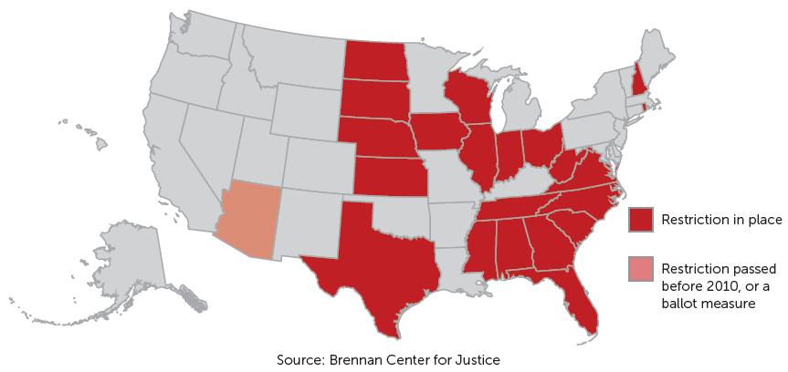 As of July 2015, 22 states had enacted new laws making