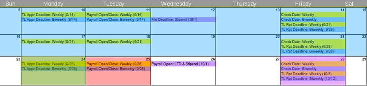 Calendar Deadlines Biweekly pay period Last day