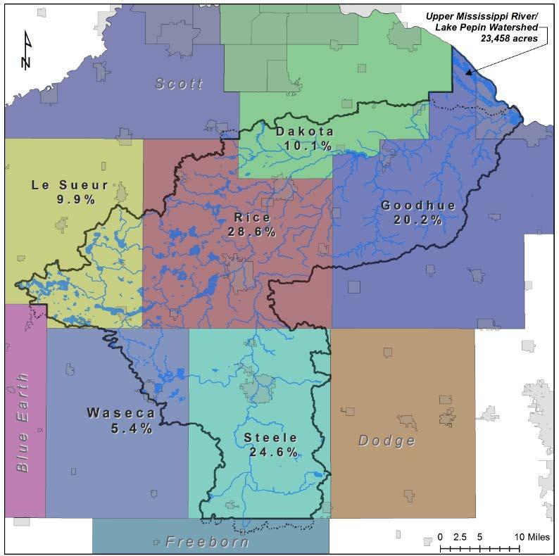 Cannon River Watershed One Watershed One Plan Planning Area Cannon River Watershed = 929,475 planning acres County Percentages: Rice 28.6%, Steele 24.6%, Goodhue 20.2%, Dakota 10.1%, Le Sueur 9.