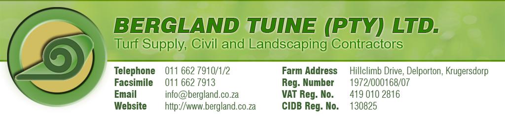 APPLICATION FOR CREDIT FACILITIES AND DEED OF SURETYSHIP Application to open a account with BERGLAND TUINE (PTY) LTD, REGISTRATION NUMBER 1972/00168/07 COMPANY DETAILS: Trading name of business:
