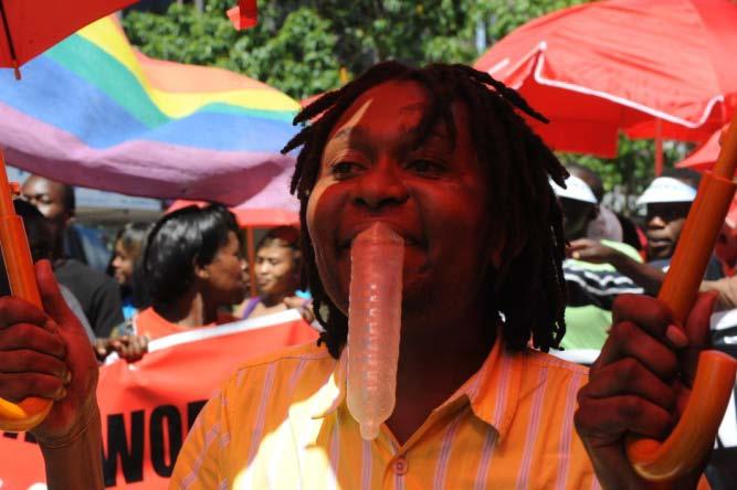 The sex workers graced the occasion with the condoms that were carried and distributed and these symbolized they ready and are fighting