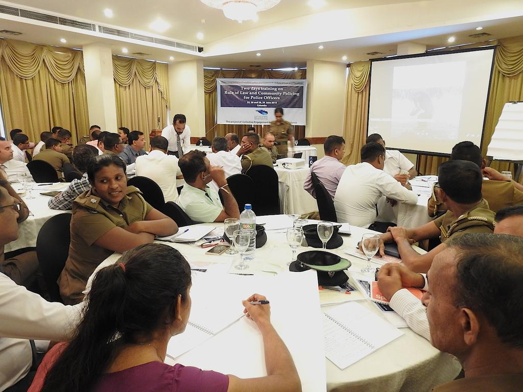 Police Officers Trained on International Rule of Law Two training sessions were held in Colombo for 83 police officers under NPC s project, Collective Engagement for Religious Freedom (CERF).
