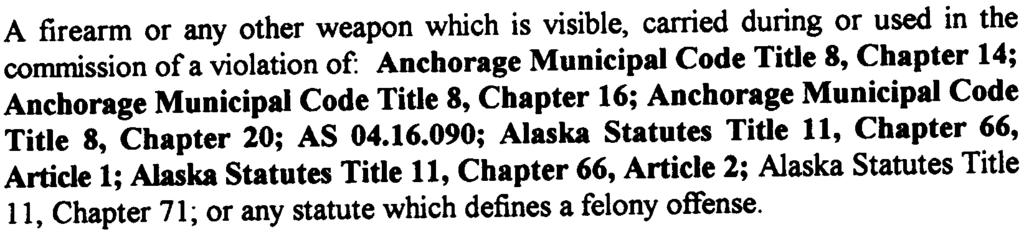 Title, Chapter ; Anchorage Municipal Code Title, Chapter 0; AS 0..00; Alaska Statutes Title, Chapter, Article ; Alaska Statutes Title, Chapter, Article ; or Alaska Statutes Title, Chapter.
