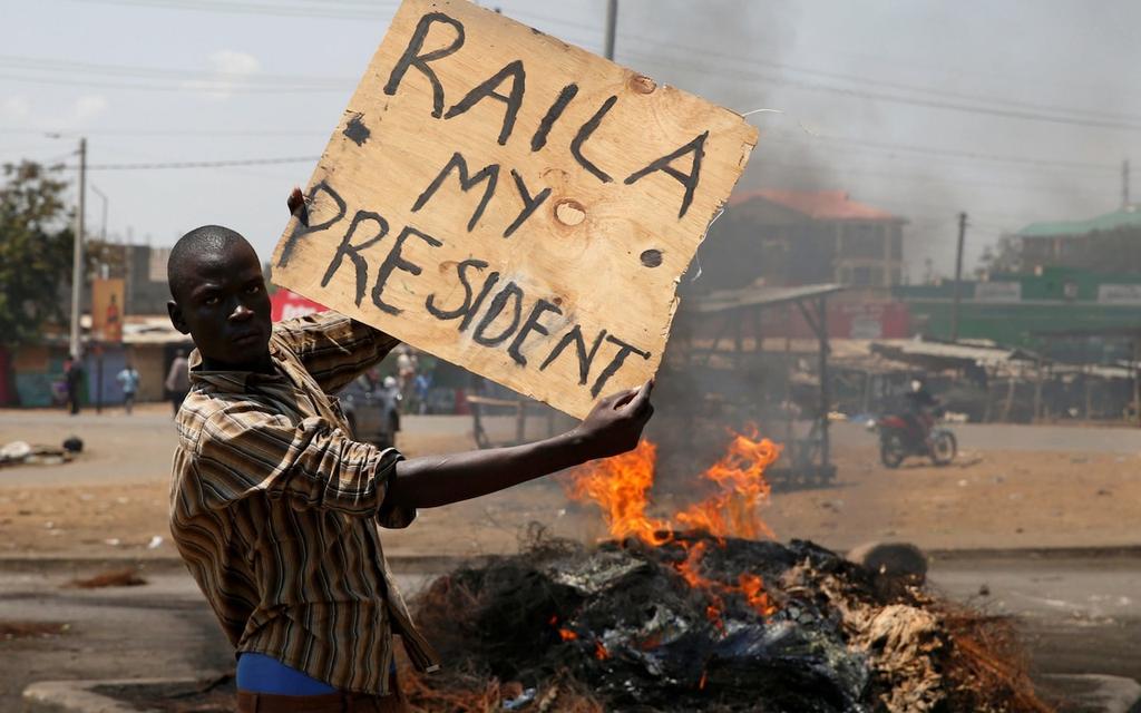 Supporter of Kenyan opposition leader Raila Odinga have pledged to take to the streets Credit: Reuters The opposition leader claimed that the electoral system had been hacked to alter the result in