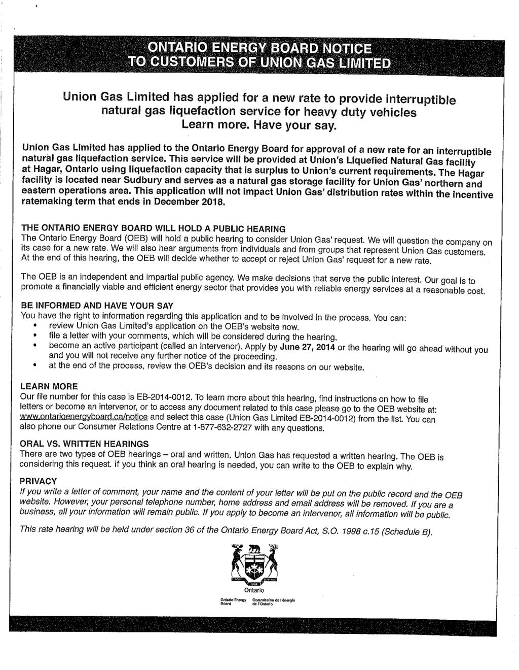 Letter from Union Gas dated June 11,