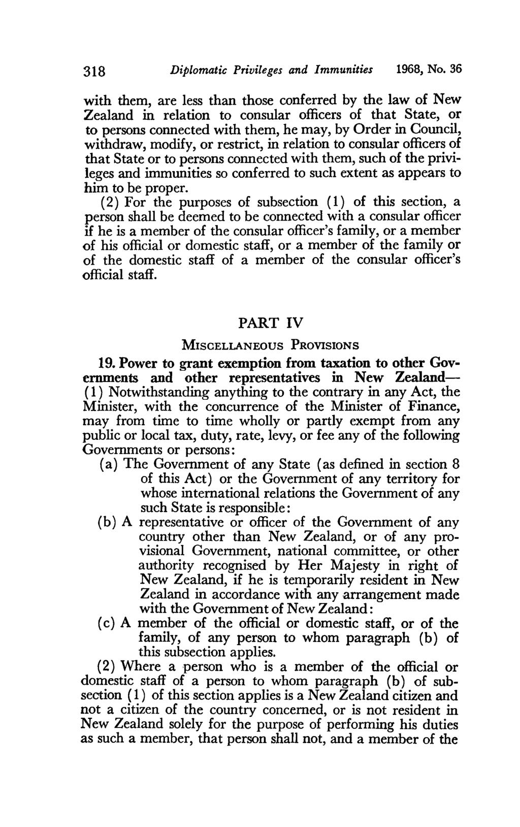 318 Diplomatic Privileges and Immunities 1968, No.
