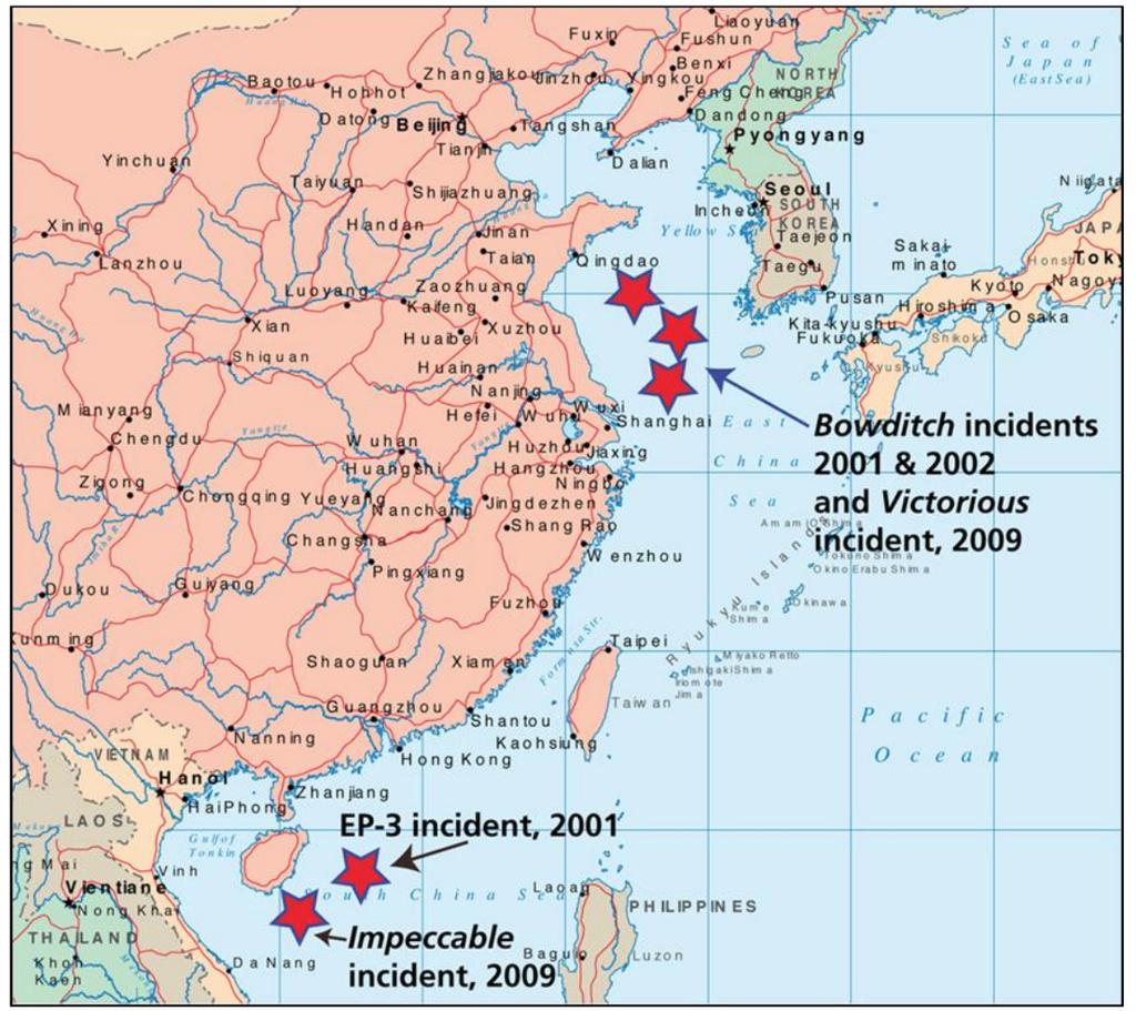South China Sea: Hague and Aftermath Occasional Papers No. 4 11 Figure 6: Locations of 2001, 2002, and 2009 U.S.-Chinese Incidents at Sea and in the Air Source: Mark E. Redden and Phillip C.