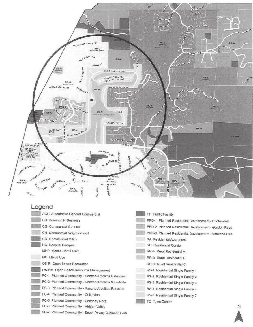CITY OF POWAY "ZONING & GENERAL PLAN LAND USE" MAP An enlargement of the portion of the City of Poway "Zoning & General Plan Land Use" Map pertaining to the Property that is the subject of this