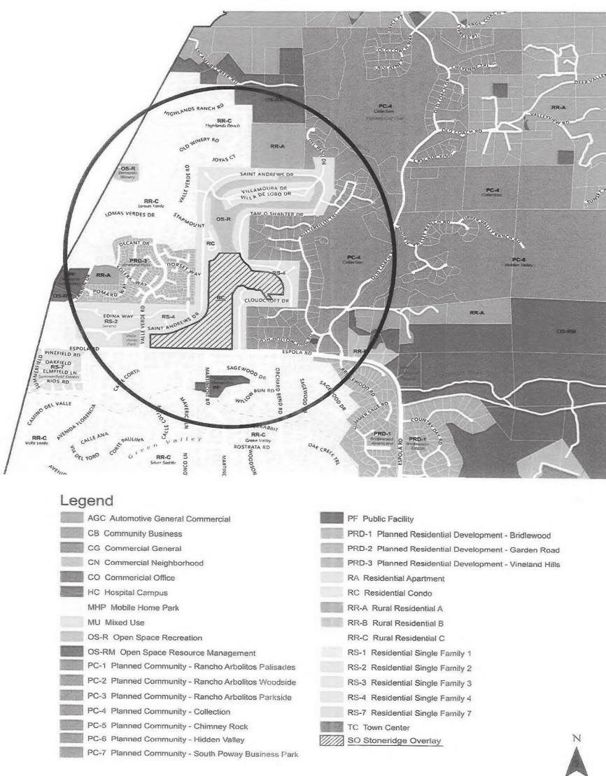 AMENDMENTS TO THE CITY OF POWAY "ZONING & GENERAL PLAN LAND USE" MAP An enlargement of the portion of the City of Poway "Zoning & General Plan Land Use" Map, as amended by this Initiative to (1)