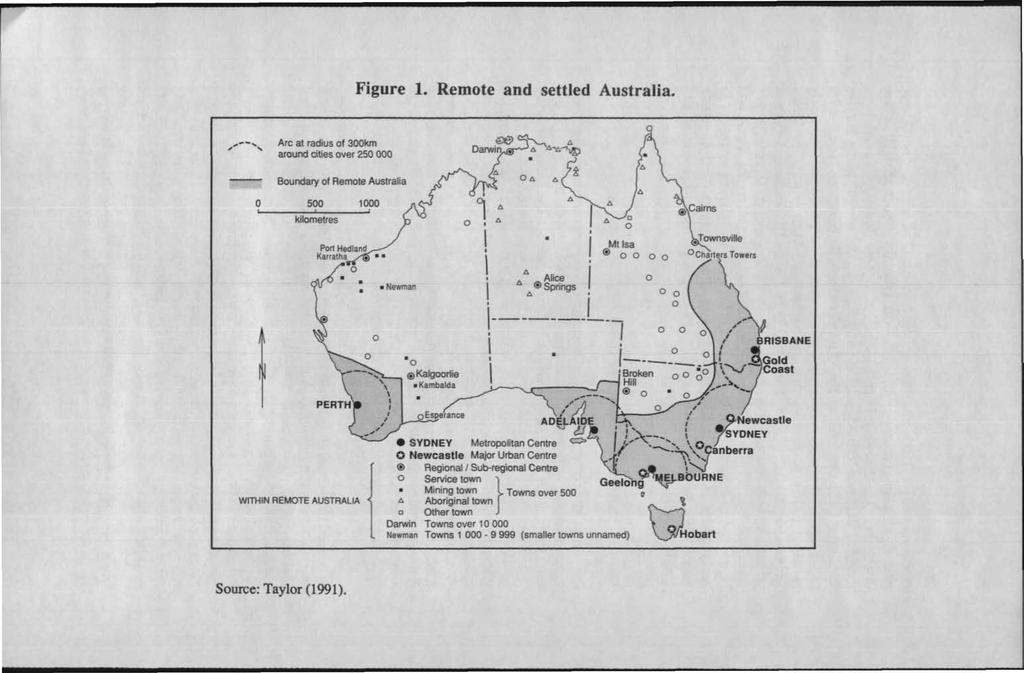 Figure 1. Remote and settled Australia.