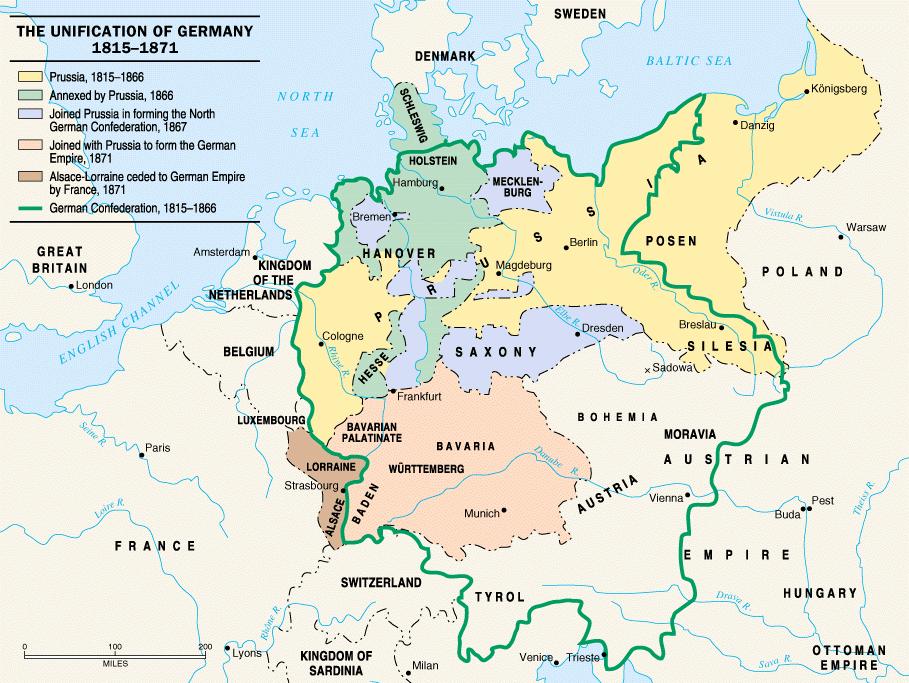 1815 Congress of Vienna; 39 German states form German Confederation German Confederation