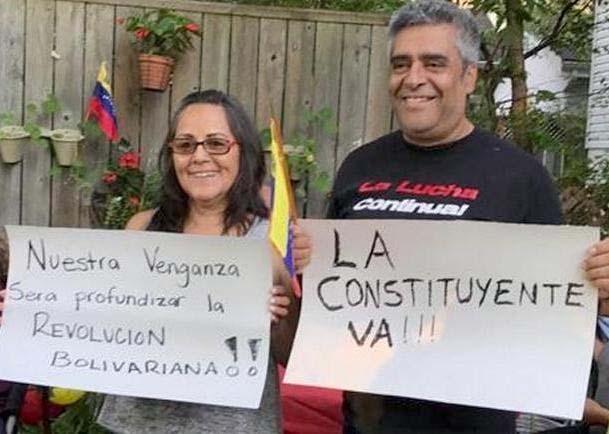 Toronto, July 29, 2017. The signs read, "Our revenge will be the deepening of the Bolivarian Revolution!" and "The Constituent Assembly is coming!
