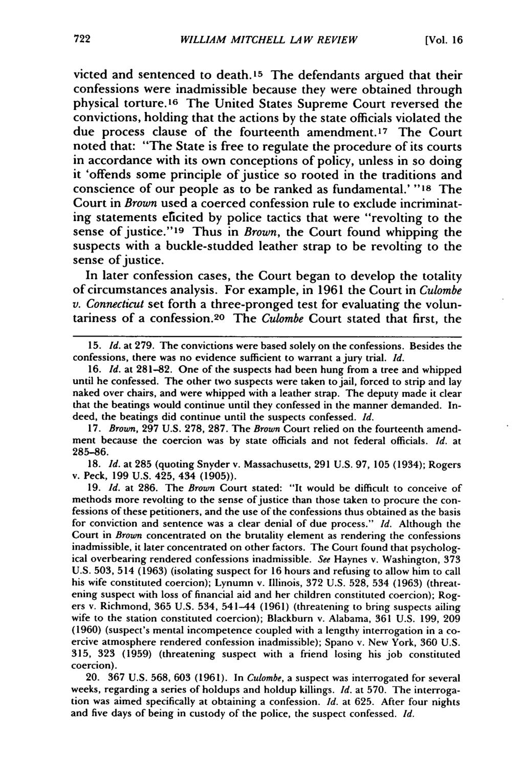 William Mitchell Law Review, Vol. 16, Iss. 3 [1990], Art. 7 WILLIAM MITCHELL IA W REVIEW [Vol. 16 victed and sentenced to death.