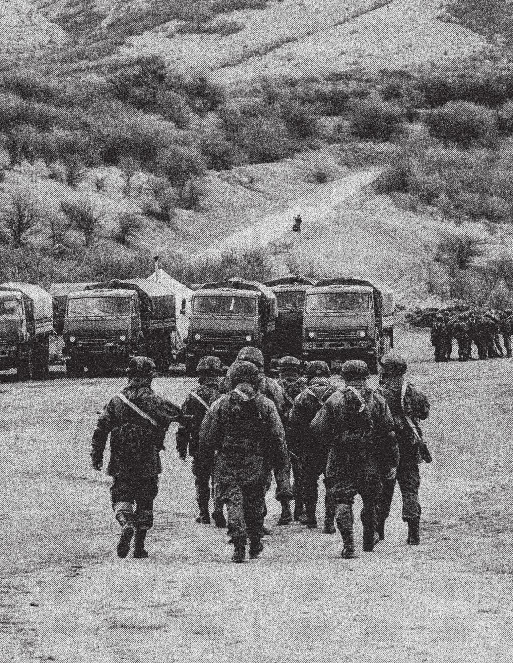 Russian soldiers marching on 5