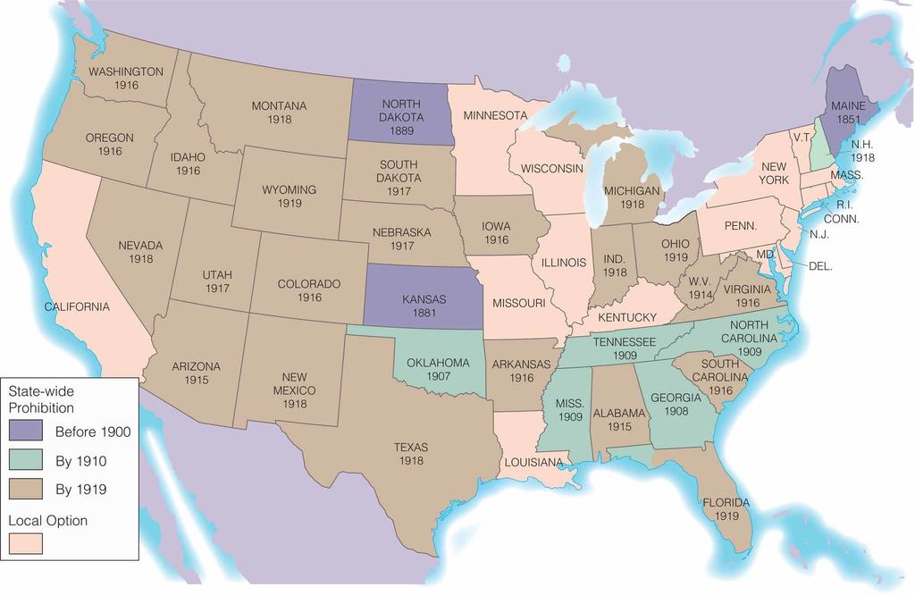 PROHIBITION IN THE STATES MAP