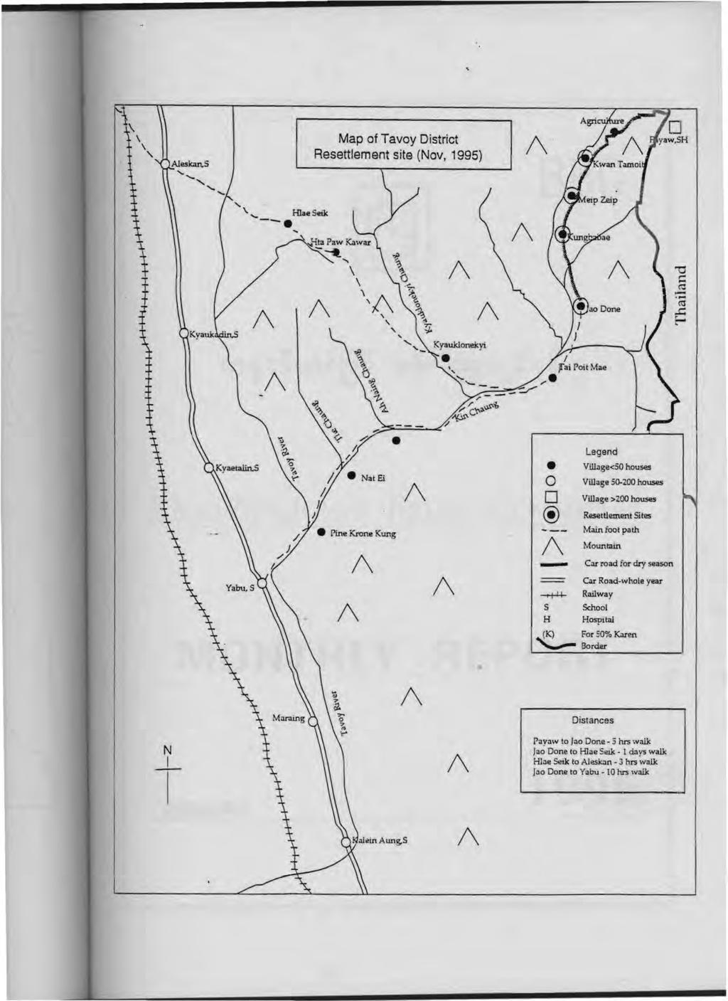 Map of Tavoy District Resettlement site (Nov, 1995) ) --. ",... Hlae Seik /.