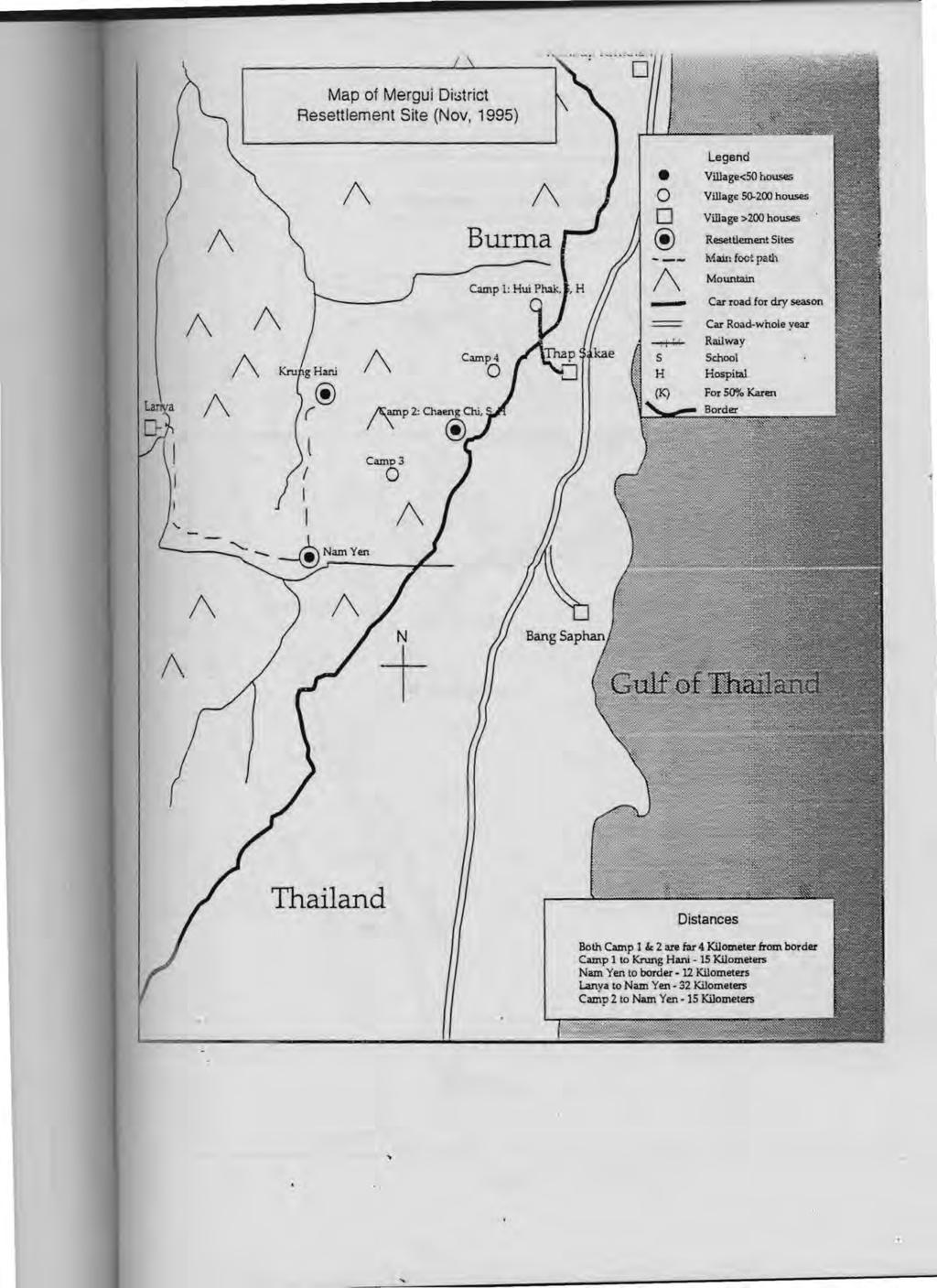 / / / / / Map of Mergui Dh5trict Resettlement Site (Nov, 1995) / Legend Village<SO hou.