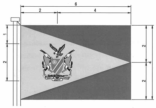 10 Government Gazette 28 December 2018 6807 SCHEDULE 4 PART A PRESIDENTIAL STANDARD Orientation: 1. A tinctured triangle Or, bearing the National Coat of Arms, pointing away from hoist; 2.