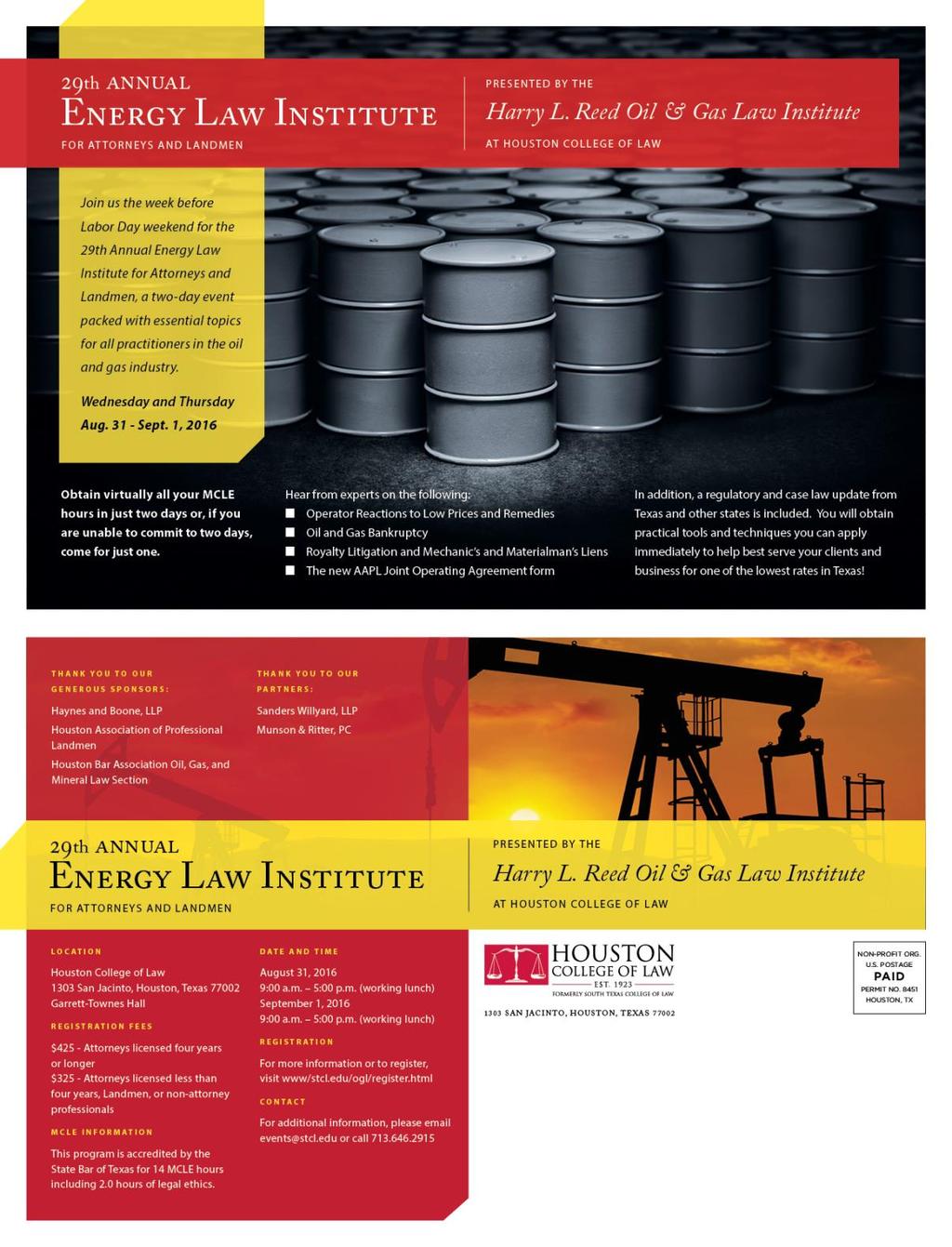 30 th Annual Energy Law Institute for Attorneys and Landmen -The Institute s