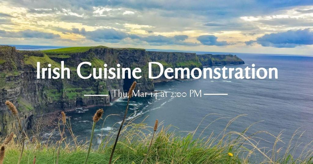New Smyrna Beach Regional Library 1001 S Dixie Freeway Thursday, March 14 at 2:00 PM Award-winning Chef Warren Caterson demonstrates Irish cuisine and explains how it can be part of your