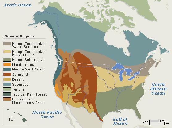 CLIMATE Tundra Subarctic Humid Continental Canada s climate varies from temperate (mild) in the south, subarctic and arctic in the