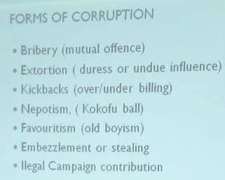 In all, Eighty Journalist including thirtyfive females and 105 Civil Society Organizations were trained in some of the anti-corruption laws including conflict of interest.