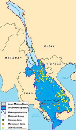 Dams on the Mekong tributaries Mainstream hydropower development compounded by about tributary dam projects existing, under construction or proposed Resulting in: Increase in regional dry season