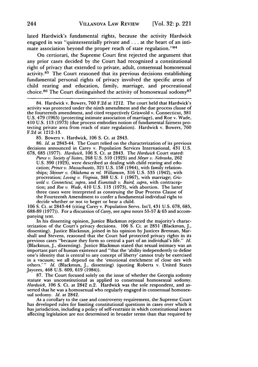 Villanova Law Review, Vol. 32, Iss. 1 [1987], Art. 6 244 VILLANOVA LAW REVIEW [Vol. 32: p.