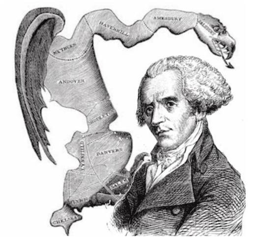 Original Gerrymander In 1812, Massachusetts Governor Elbridge Gerry backed a redistricting plan favoring his party, with one district so convoluted that it looked like a