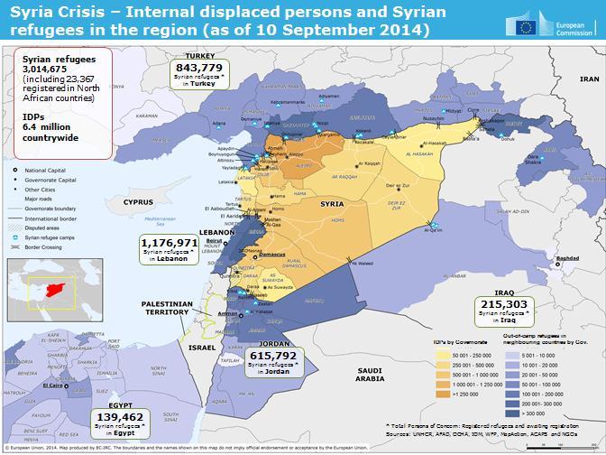Syria crisis ECHO FACTSHEET Facts & Figures (as of 10.09.2014) Estimated number of people affected by the crisis in need of humanitarian assistance: 10.8 million In hard to reach areas: 4.