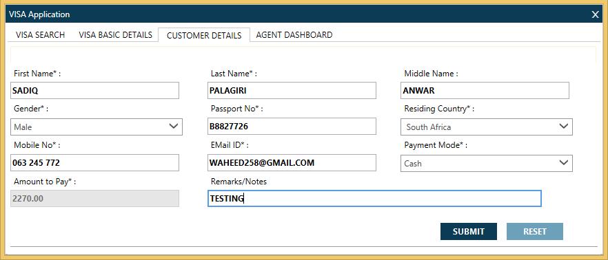 APPLICANT DETAILS + SUBMIT Fill the further Customer details in "Customer Details" tab (most