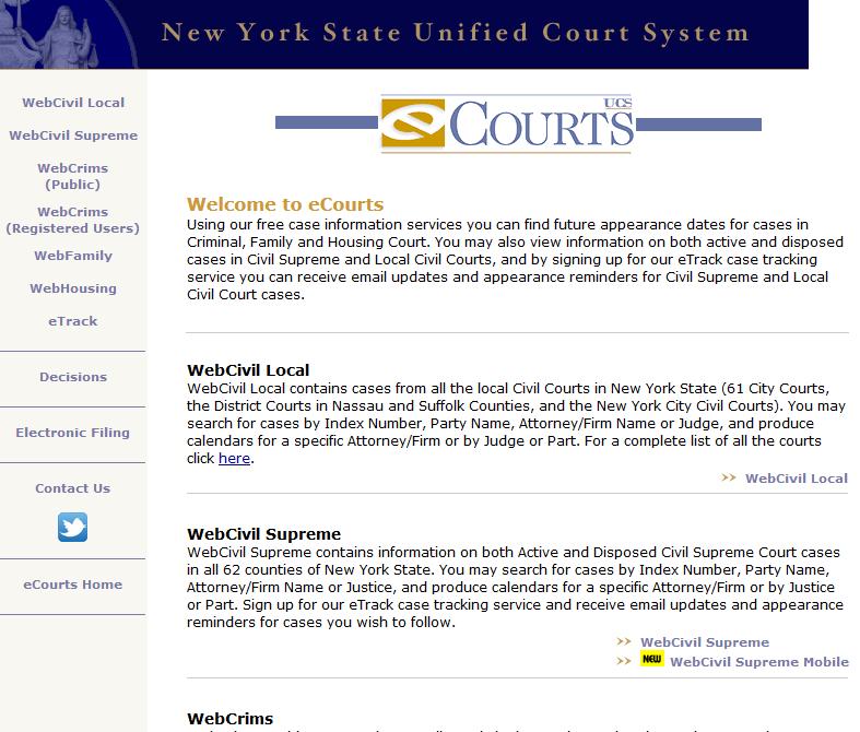 NY ecourts WebCivil provides access to civil docket