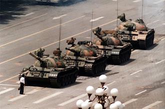 Tank Man, or the Unknown Rebel, is the nickname of an anonymous man who stood in front of a column of Chinese tanks the morning after the Chinese