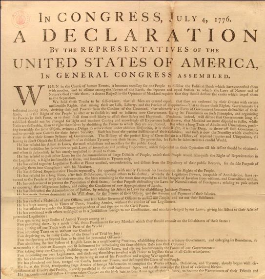 Declaration of Independence Justified colonial rebellion Written by Thomas Jefferson Based heavily on Enlightenment Ideas John Locke asserted people could overthrow an unjust government