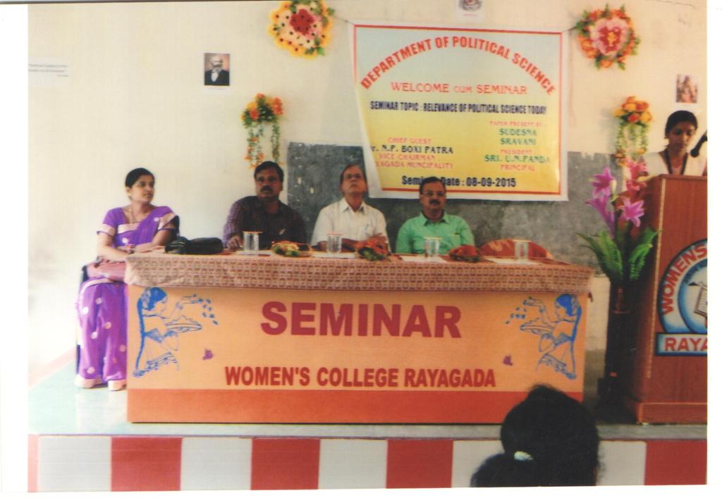 Miss.Priya Varu,+3 Final year Arts presenting the seminar paper on RELEVANCE OF