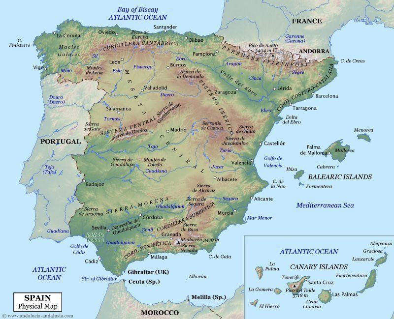 (Source:http://www.andalucia-andalusia.com/Physical-Map-of-Spain.