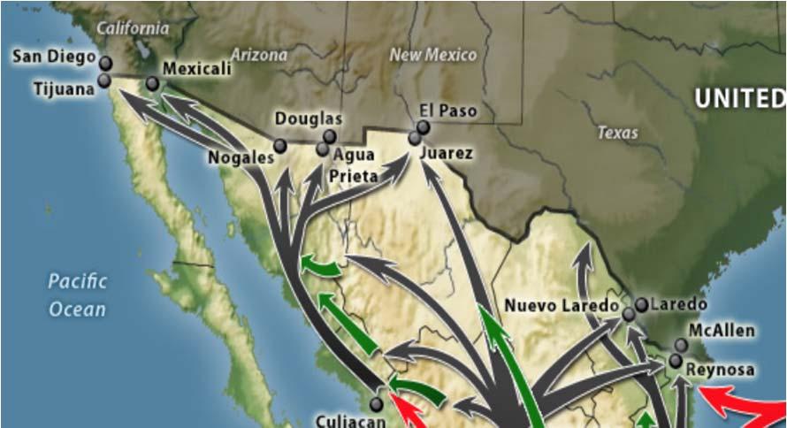Figure 1. Mexican Drug Smuggling Routes into the United States 22 Figure 2.