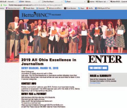 13/pReSS club Of cleveland Entries for the 2019 All Ohio Excellence in Journalism Contest are submitted using a Web-based program at https://betternewspapercontest.com/2019allohio.
